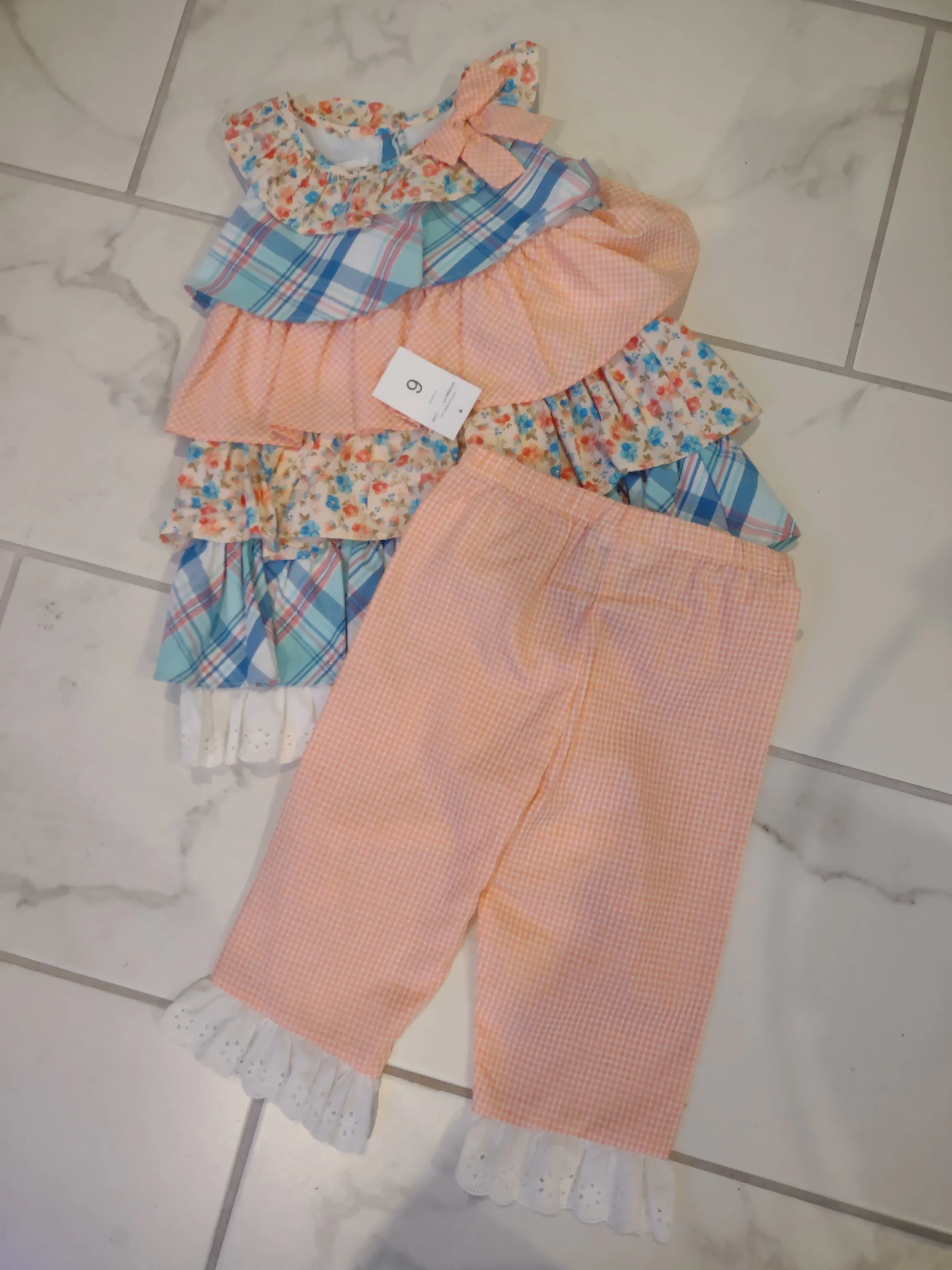 Floral & Plaid Tiered Ruffle Legging Set | Bonnie Jean