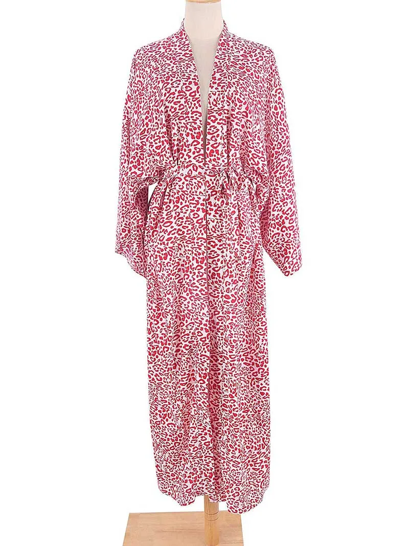Printed Different Colors Rayon Long Length Gown Kimono Duster Robe