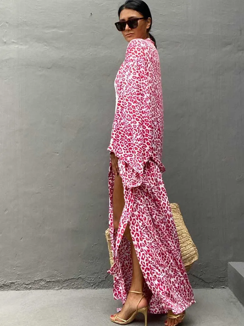 Printed Different Colors Rayon Long Length Gown Kimono Duster Robe