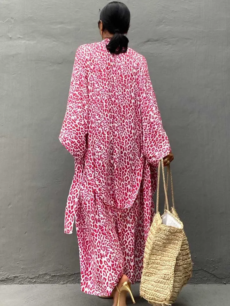 Printed Different Colors Rayon Long Length Gown Kimono Duster Robe
