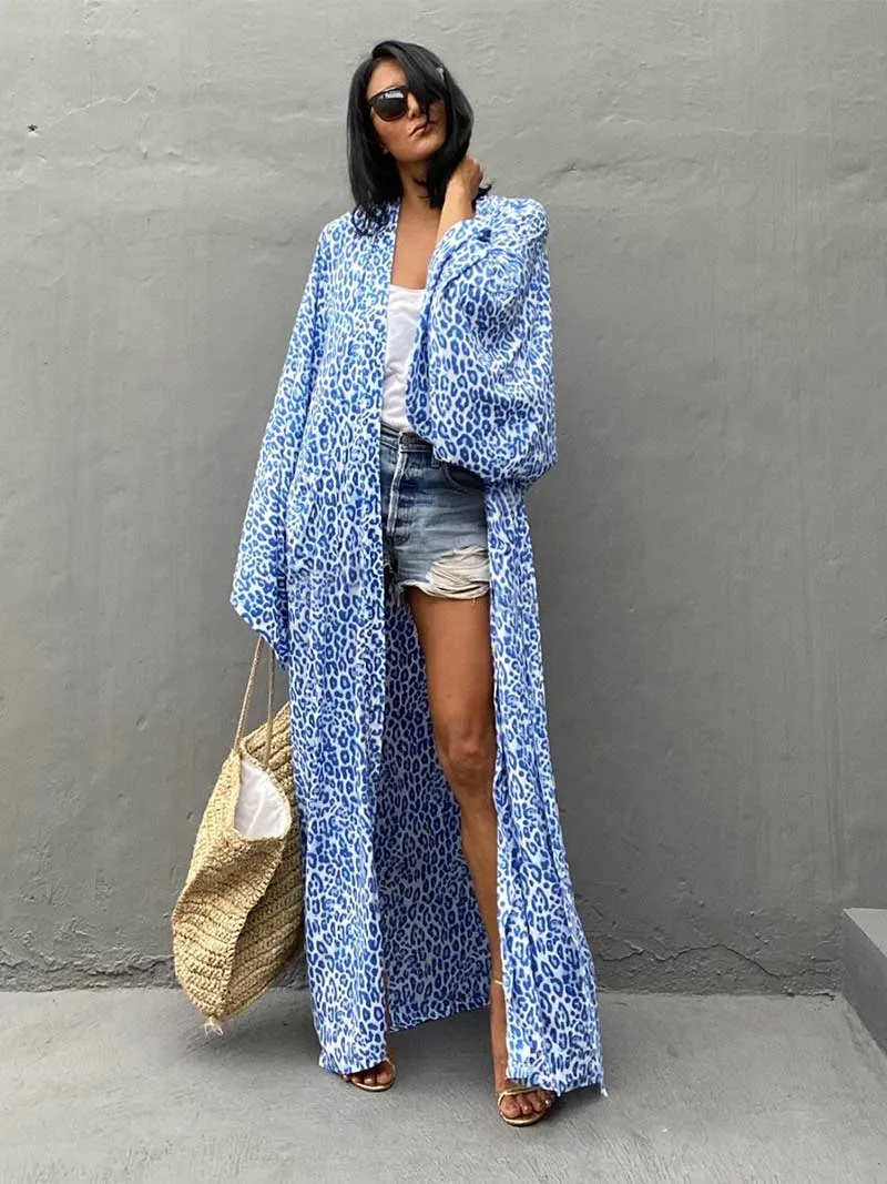 Printed Different Colors Rayon Long Length Gown Kimono Duster Robe